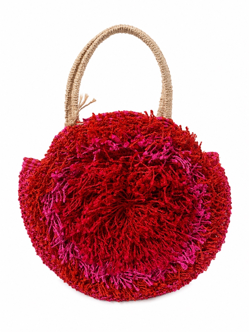 The Jacksons London Handwoven Red & Pink Round Jute Tote Bag